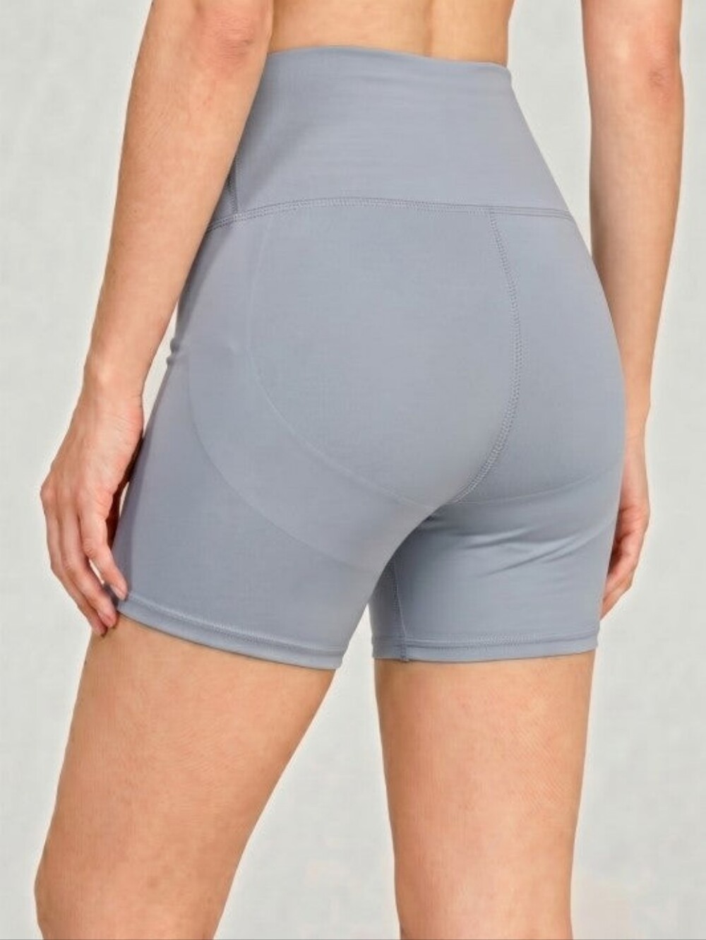 Gray Crisscross Waist Bike Shorts With Butt Lift